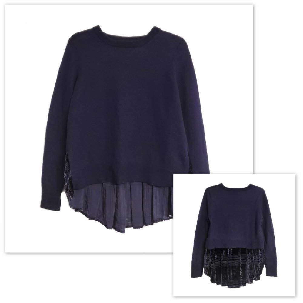 Elie Tahari Merino Wool Velvet High Low Sweater